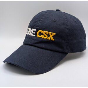 One CSX Hat Cap Embroidered Railroad Train Conductor Adjustable Strap Back Blue